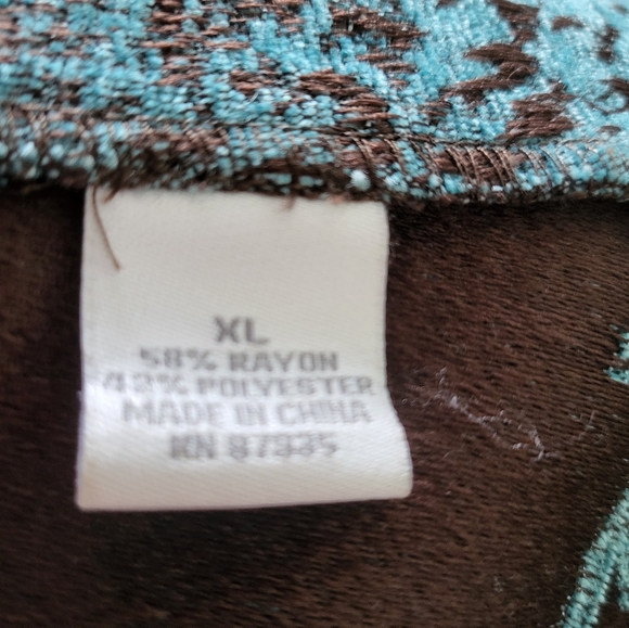 Zip up dress jacket brown and turquoise XL - Picture 5 of 5